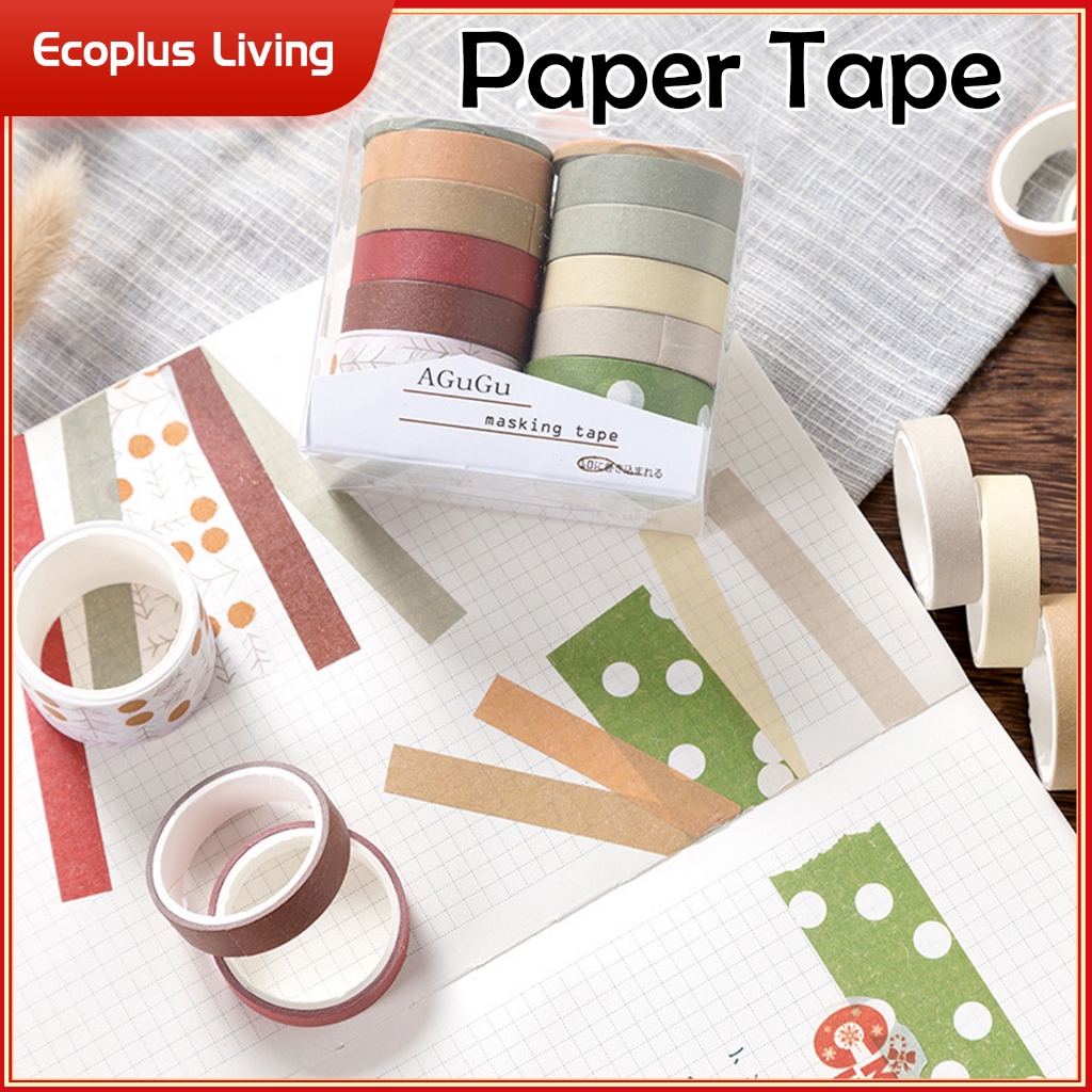

Isi 10Rol Paper Tape Selotip Multiwarna Scrapbook Decoration Album Menghias Kado Craft DIY