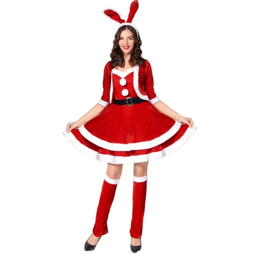 Christmas bunny costume, Christmas cosplay costume, stage performance uniform, bunny girl Christmas 