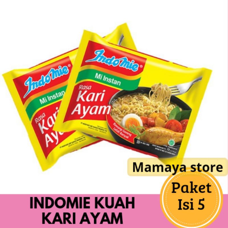 

Indomie mie instan rasa Kari Ayam (paket isi 5)