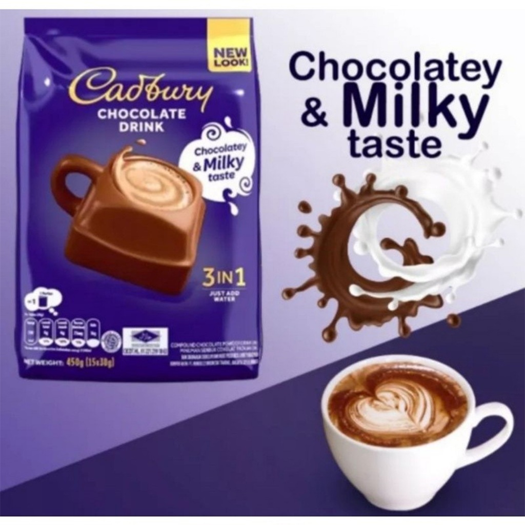 

Cadbury Drink Hot Chocolate 3in1 Minuman Coklat Panas Ecer Sachet