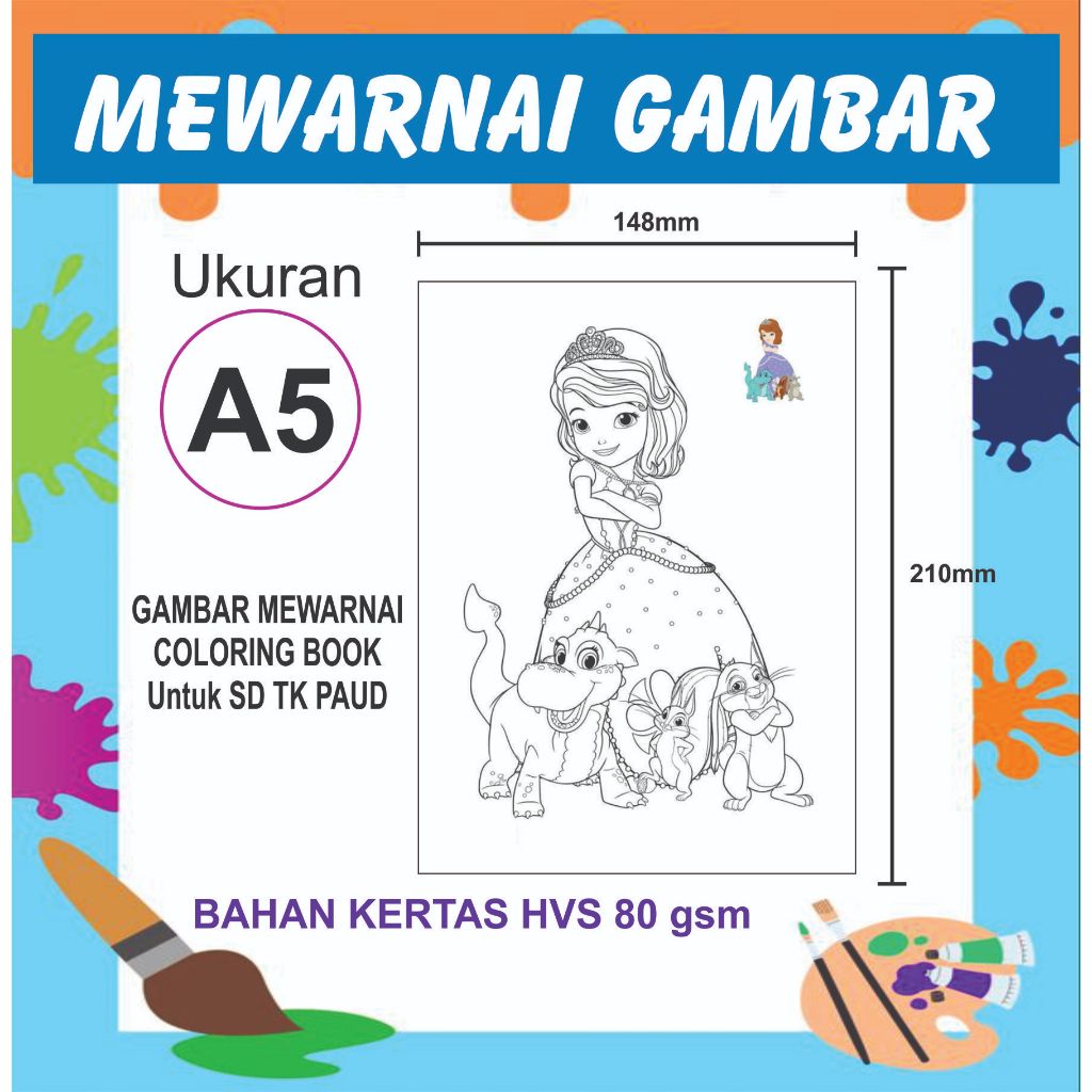 

Kertas Mewarnai ANAK Ukuran A5 / GAMBAR MEWARNAI / COLORING BOOK / Untuk SD TK PAUD