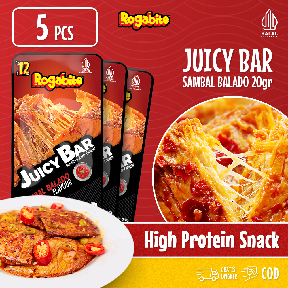 

Rogabite - [Halal] Juicy Bar [5pcs] Camilan Pedas Makanan Ringan Snack High Protein | Latiao Halal