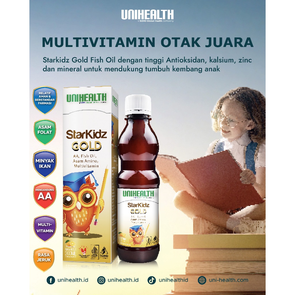 Starkidz Gold Fish Oil - Multivitamin Otak Juara I UNIHEALTH SOHO Global Health.Tbk