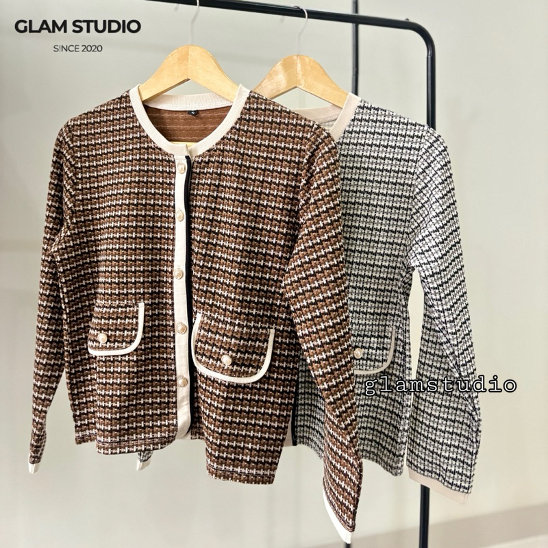 QH Cardigan Outer Korea 001 Rajut Kotak-Kotak