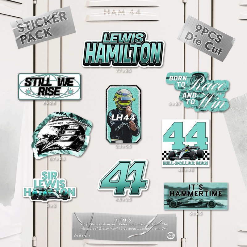 

Lewis Hamilton Sticker Pack [9Pcs DieCut Stickers]