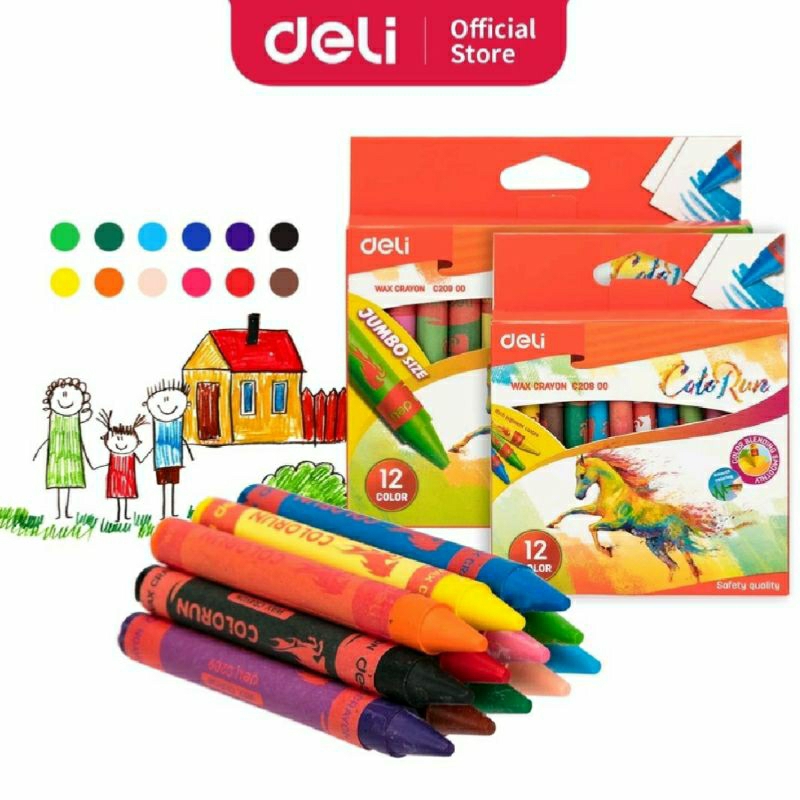 

Deli Crayon Lilin 12 Warna Jumbo C209 00 Mini C208 00