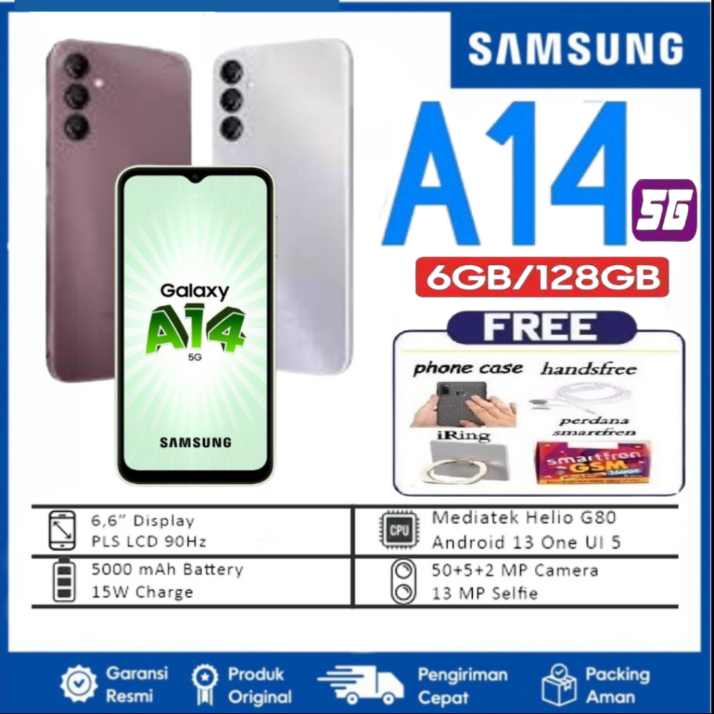 SAMSUNG GALAXY A14 5G 6GB/128GB || A14 4G 6GB/128GB [ EXTRA BONUS ] - Garansi Resmi Samsung