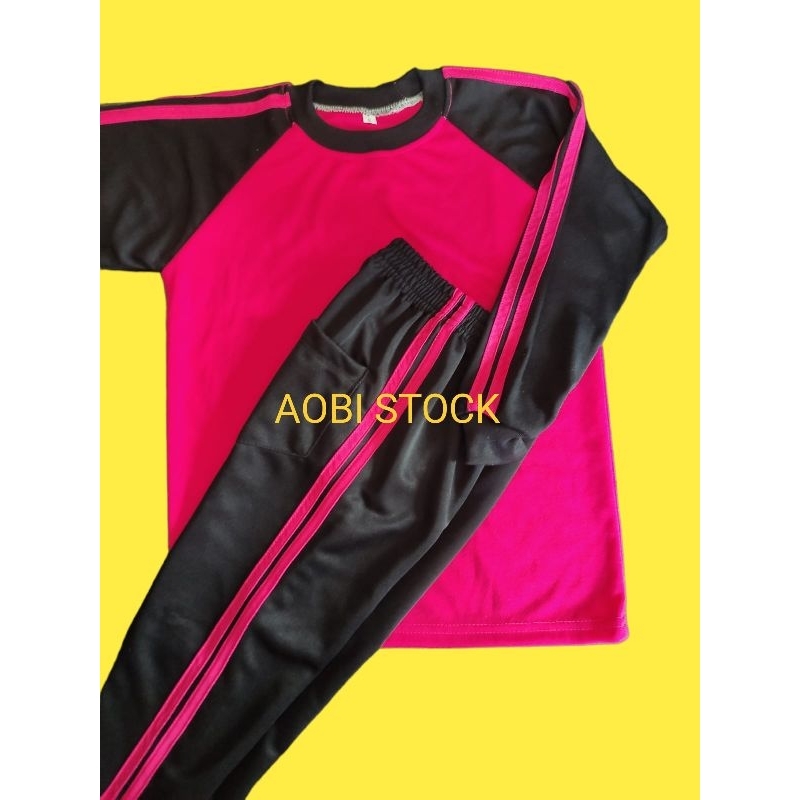 seragam olahraga anak TK PAUD warna pink hitam