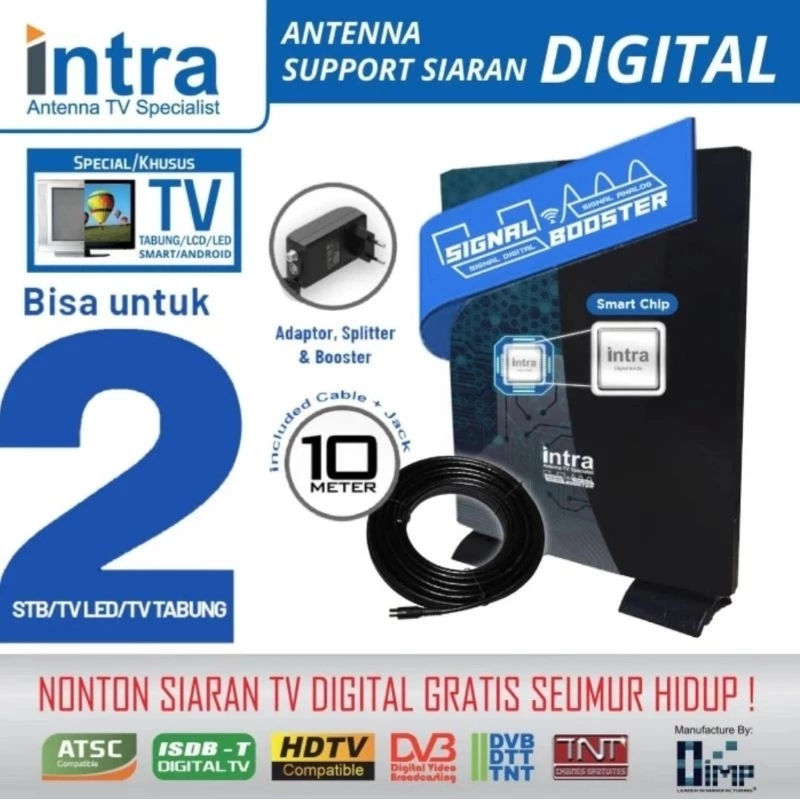 INTRA Antena TV Luar & Dalam Intra Int-119 Analog & Digital BISA 2 TV Antena Digital Antena Multi An
