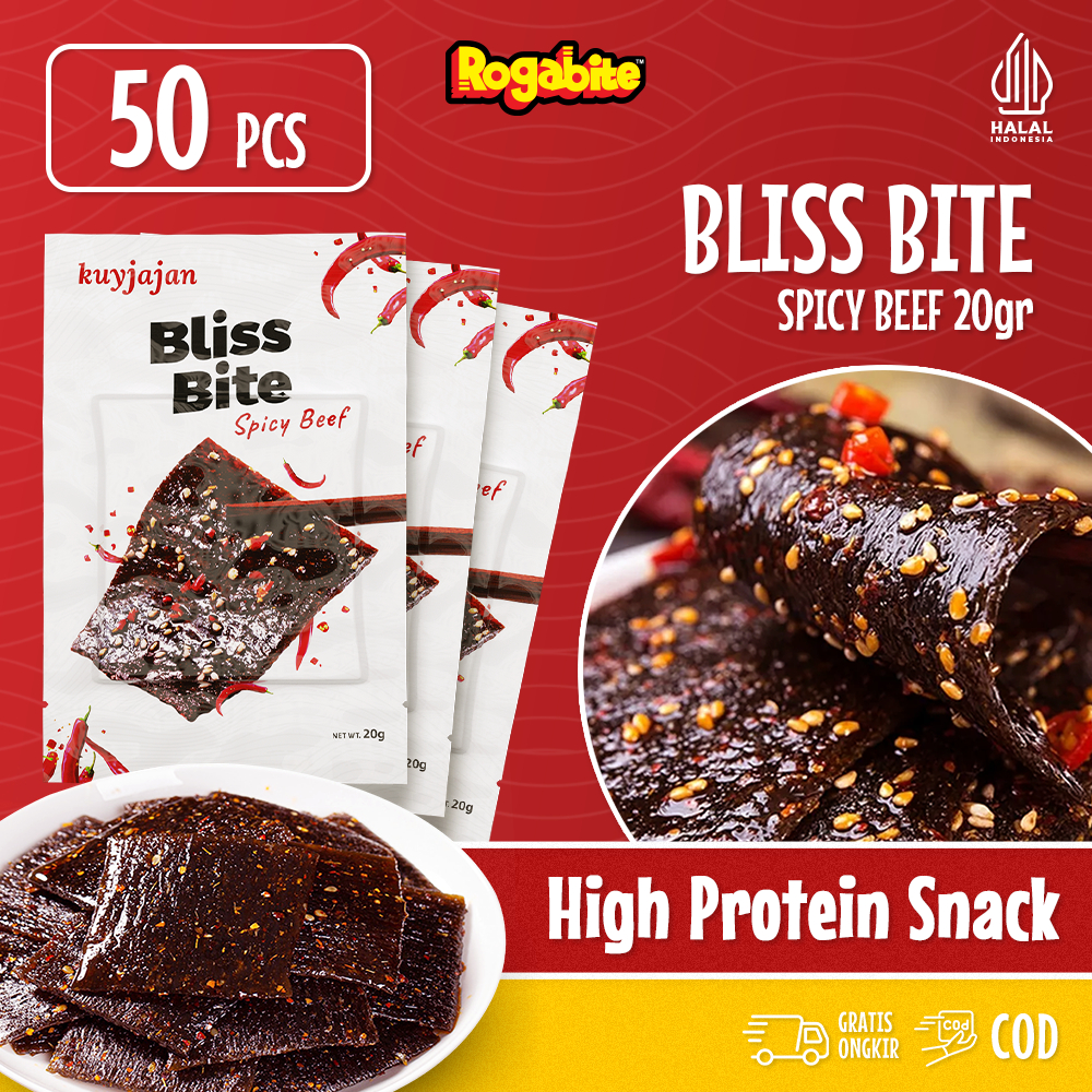 

Rogabite - [Halal] [50-100pcs] Snack Bliss Bite Spicy Beef 20gr Snack Camilan Dendeng