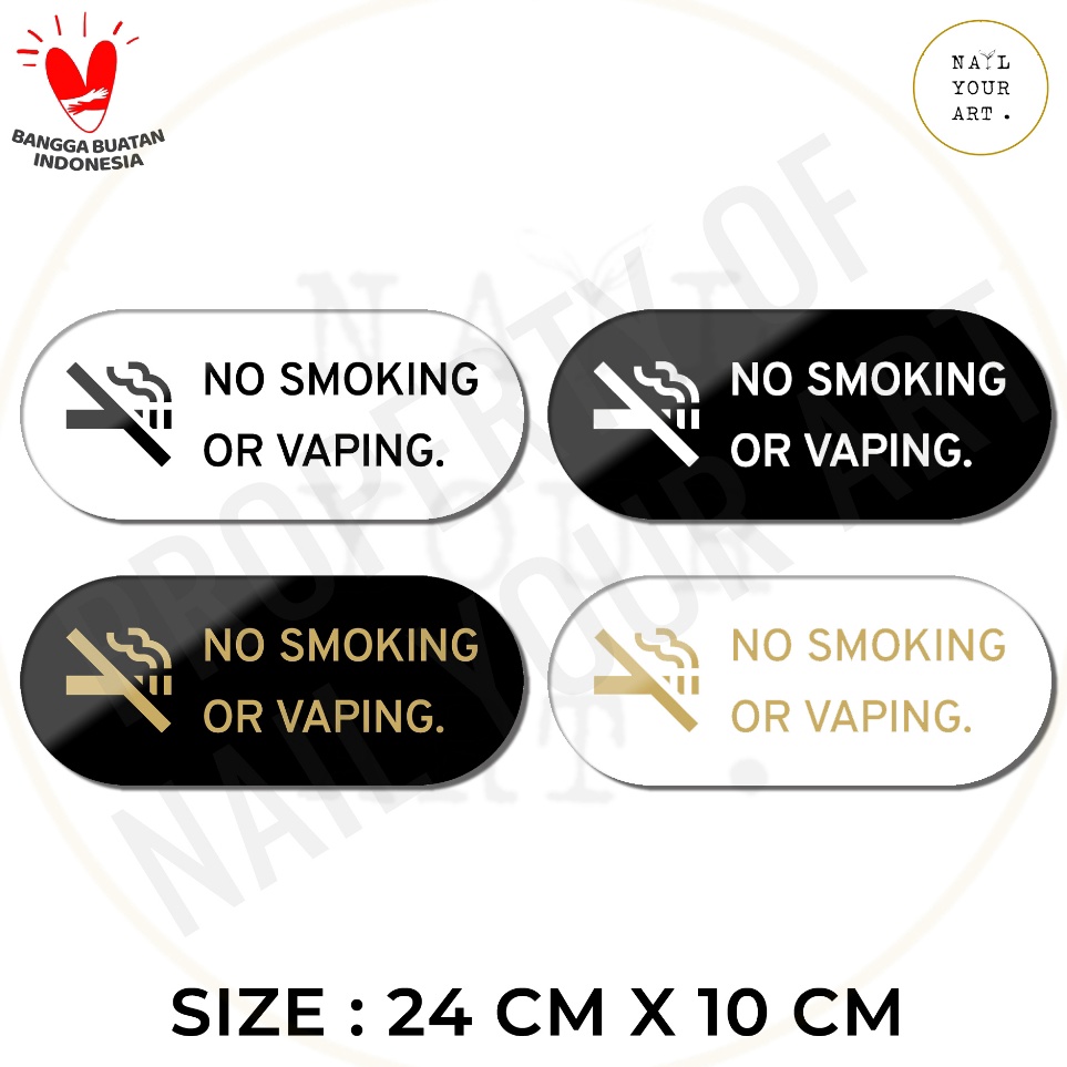 

KODE A9H6 SIGN AKRILIK NO SMOKING OR VAPING ICON ROUND Nail Your Art Signage Minimalis