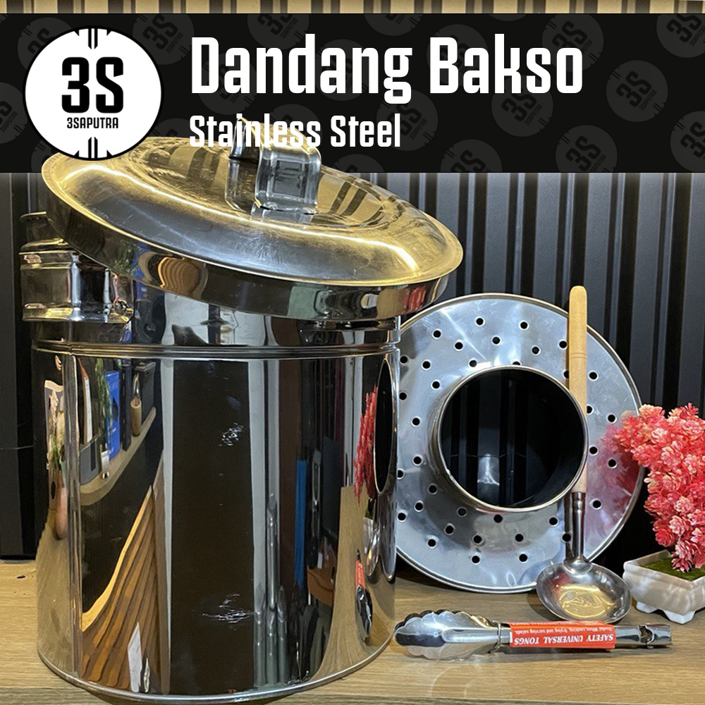DANDANG BAKSO 30 CM AIR 10 LITER PANCI STAINLESS STEEL TUTUP BIASA