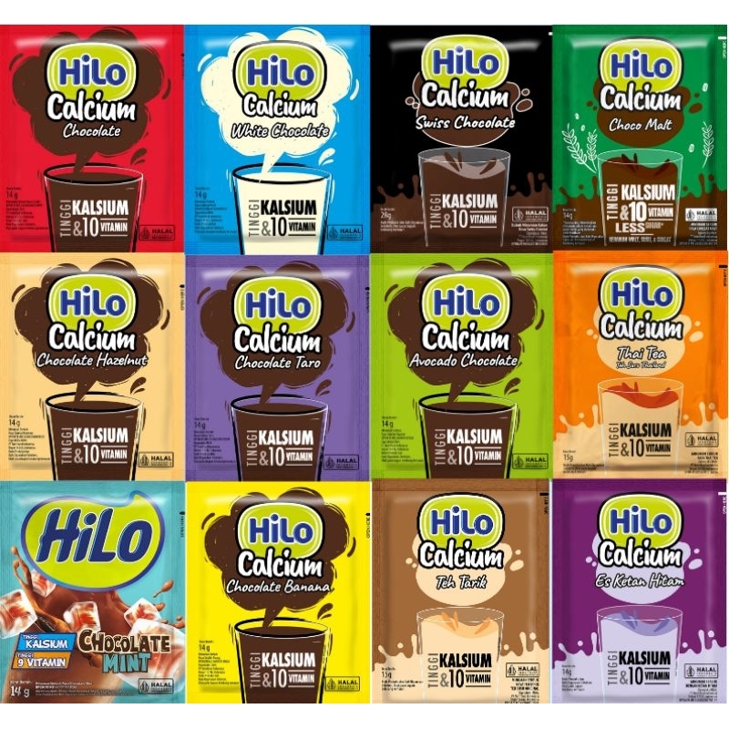 

HiLo 14gr (isi 1 renceng 5 sachet), 120gr, 300gr (Choco Hazelnut, Chocolate, Choco Banana, White Choco, Avocado Choco, Thai Tea, Choco Taro, Choco Malt, Es Ketan Hitam, Swiss Choco, Chocolate Mint, Belgian Choco)