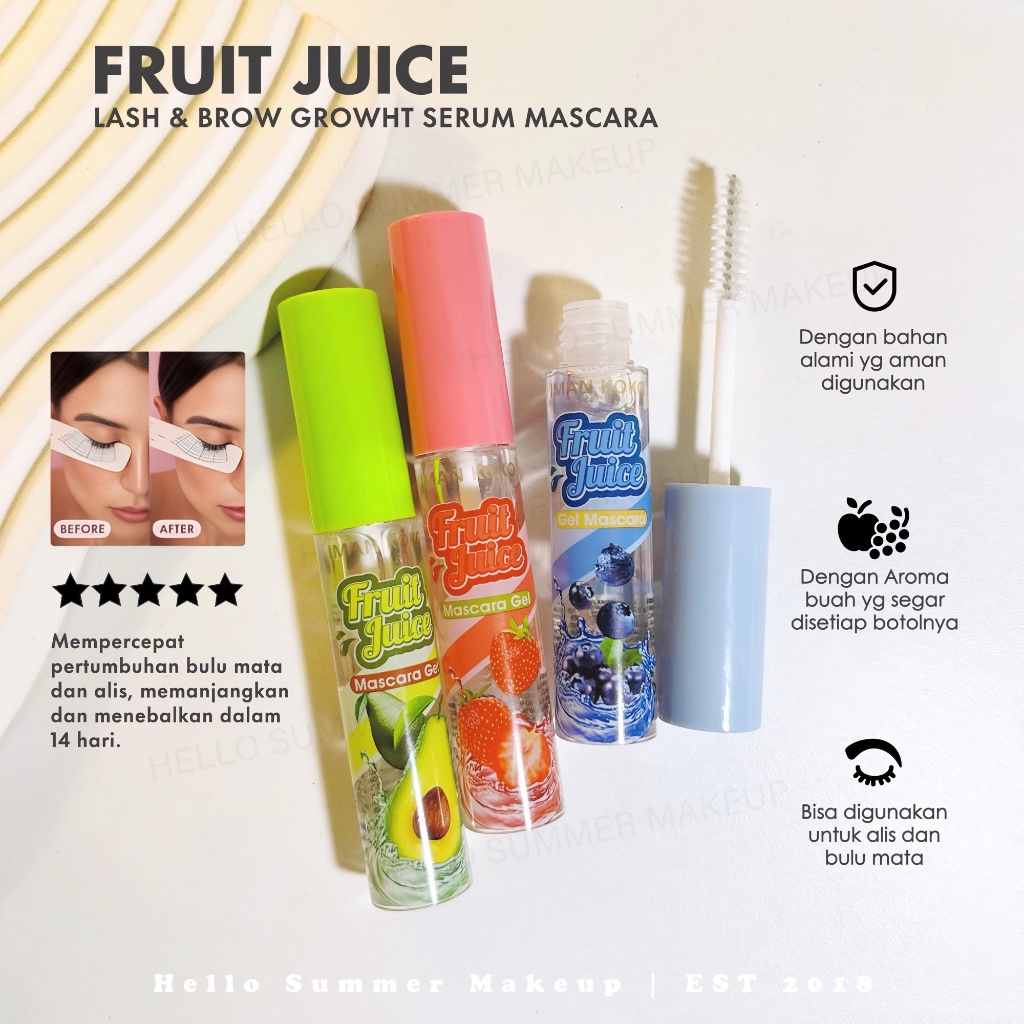 FRUIT JUICE Natural Clear Gel Serum Mascara Bening Bulu Mata Alis Eyelash Anak Rambut IMAN KOKO Hala