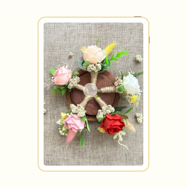 Corsage Bunga Jas Pria Pengantin Wedding Korsase Mawar Jas Bunga Merah Pink Cream