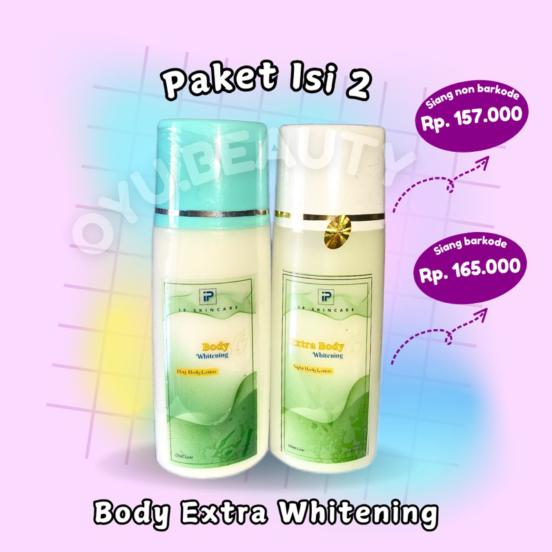 [IPUNG] Paket Body Extra Whitening Isi 2 (Hb Siang Pemutih+ Hb Malam Pemutih)