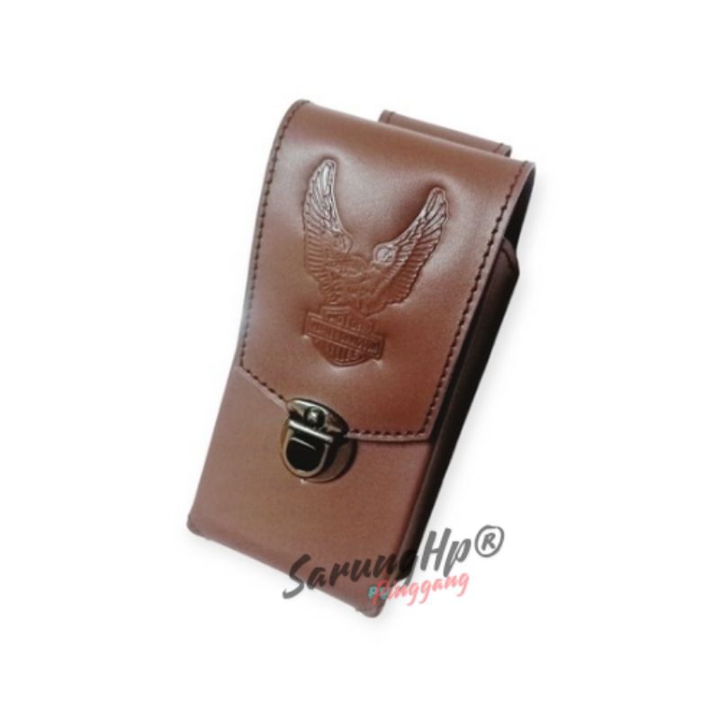 Sarung hp pinggang kulit asli 1slot embos garuda
