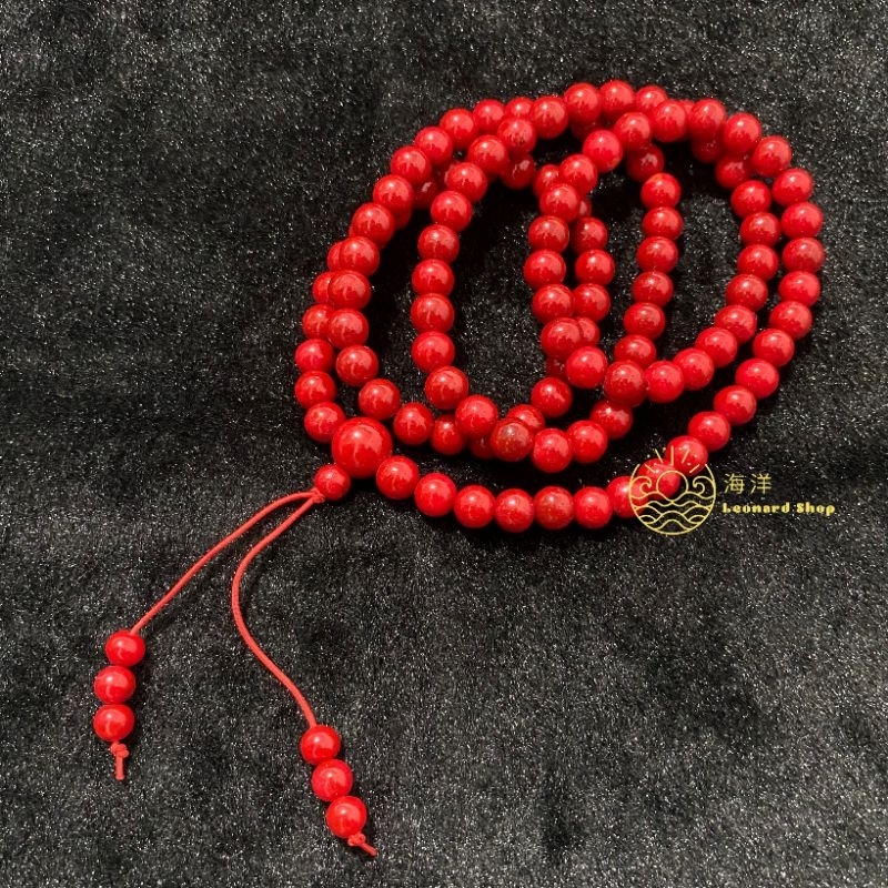 Tasbih Gelang Red Coral Grade A Tidak Berserat Premium Batu Karang Merah Koral Marjan Merah Delima A