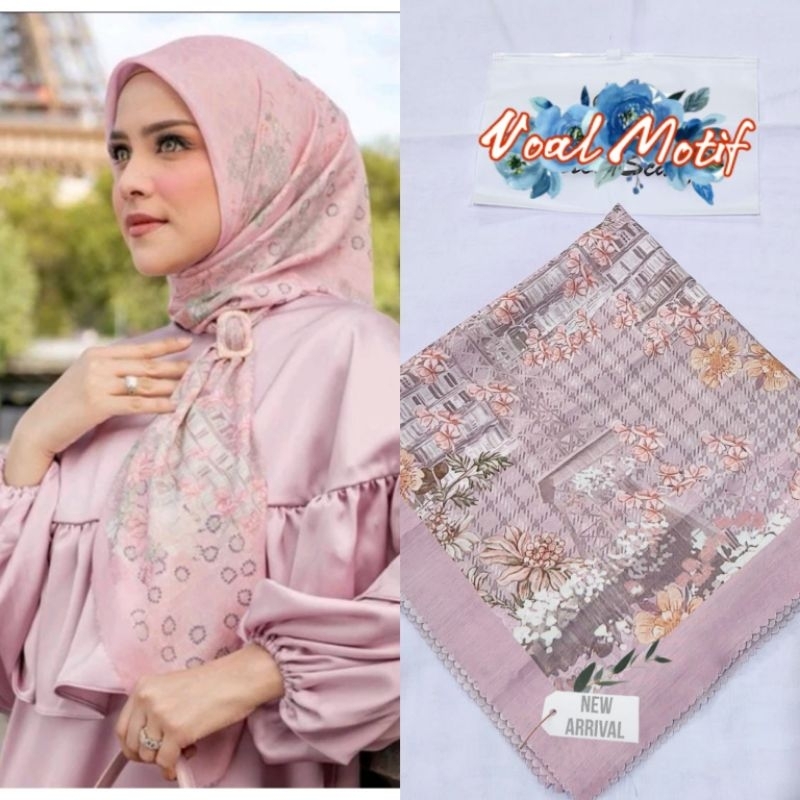 NUANSA PINK hijab segiempat denay voal motif semarang