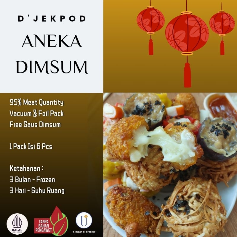 

ANEKA DIMSUM HALAL | 95% DAGING AYAM & UDANG | AYAM CRAB NORI | BOLA RAMBUTAN | UDANG KEJU | LUMPIA KULIT TAHU | FROZEN Dimsum HOMEMADE