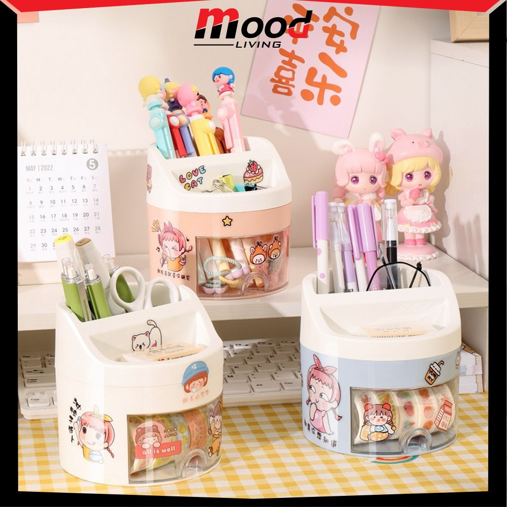 

Kotak Penyimpanan Alat Tulis dengan Laci Aesthetic Lucu / Pen Holder Kotak Penyimpanan Pulpen Desk Storage Organizer Multifungsi / Kotak Pensil Import Mood Living C970