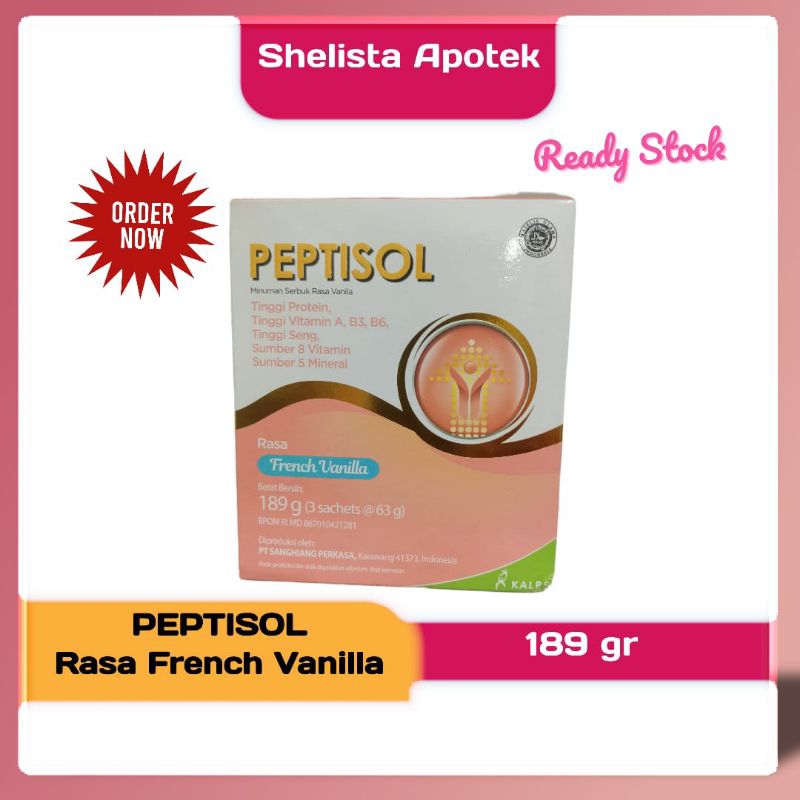 

Peptisol Rasa French Vanilla180 gr (3 sachet @60 gr) / Susu tinggi protein, promil