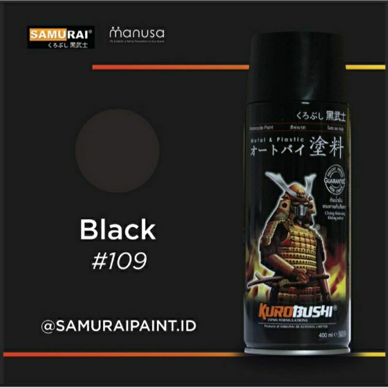#MAU# Cat Semprot Samurai Paint 109 Black 400ml Hitam Kilap Glossy Cat Spray Duco Gloss Hitam Pekat 