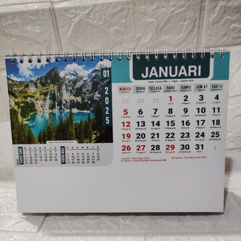 

Kalender meja standar tahun 2025