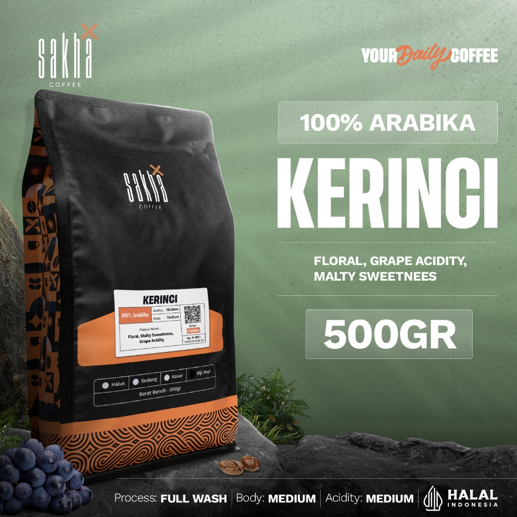 

Biji Kopi Bubuk Arabika Kerinci Jambi Arabica Coffee Beans Coffe Roast Espresso Manual Brew 500gr