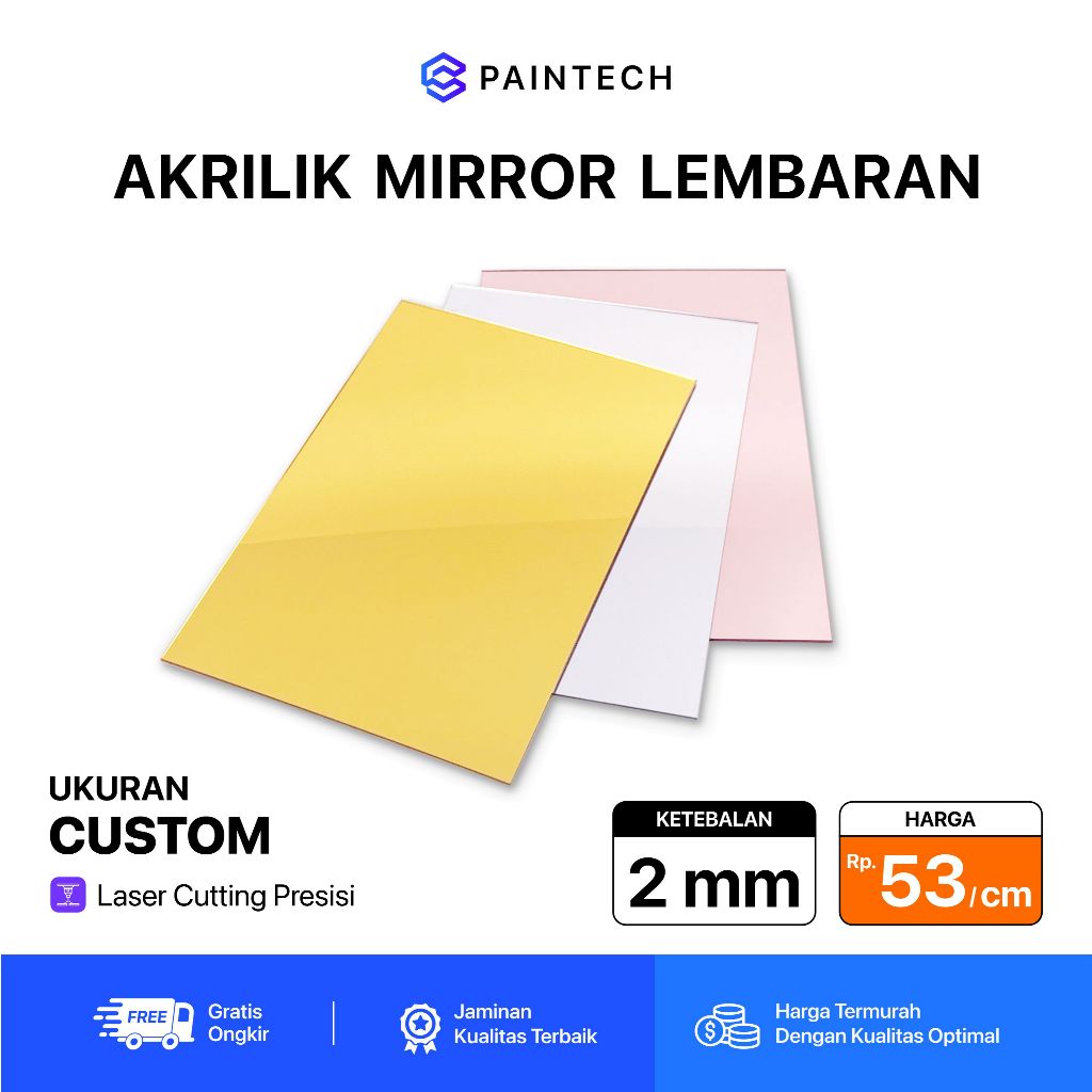 

Custom Acrylic Mirror 2mm / Akrilik Lembaran Mirror GOLD/ SILVER/ ROSE GOLD