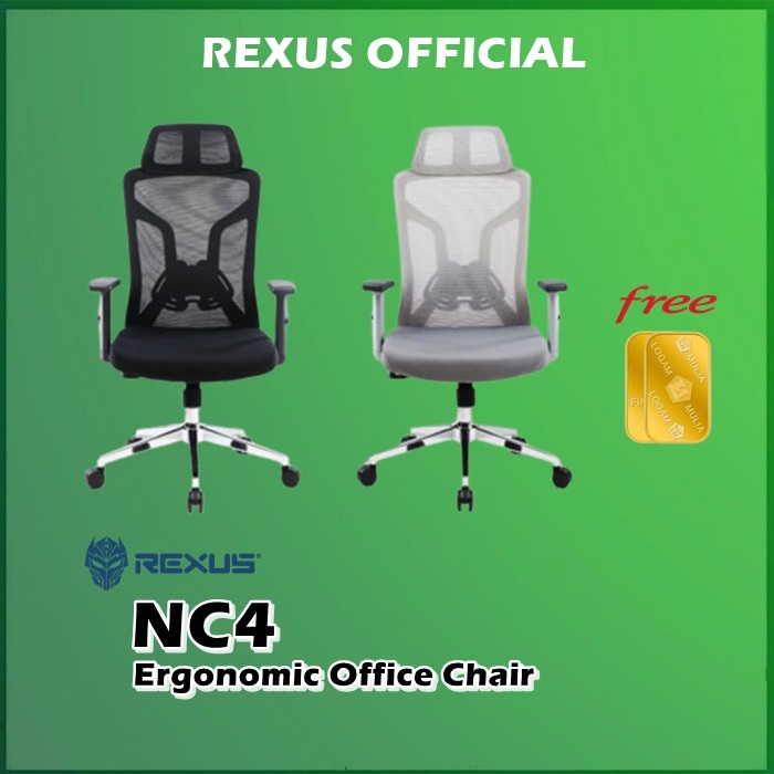 Rexus NC4 Ergonomic Office Chair Kursi Kantor NC-4 Adjustable Headrest