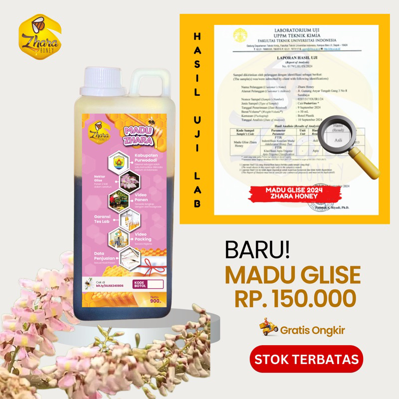 

Madu Nektar Glise Zhara Honey 900gr | Raw Honey | Madu Asli murni 100%