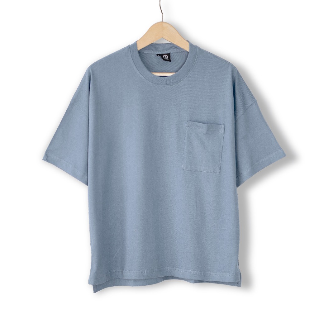 Bajubaja Oversize Dusty Blue / Kaos Oversize Polos Biru Muda Bahan Cotton Combed 24s - Unisex