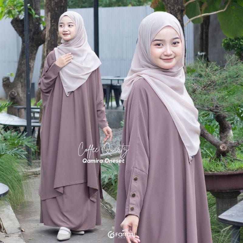 Gamis anak remaja tanggung Qamira one set tunik & rok model batwin anak dan remaja tanggung