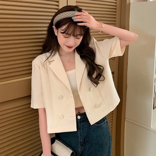 Blazer lengan pendek Wanita Crop top Korean style