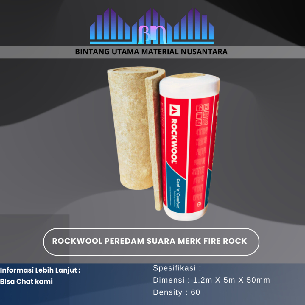 Rockwool Roll peredam suara peredam tembok / peredam partisi / merk Rockwool