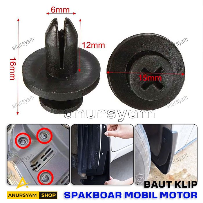Kancing Klip Spakbor Liner Baut Mobil Motor 6 mm - Car Bumper Rivet Push Pin Fasteners Clip 6mm