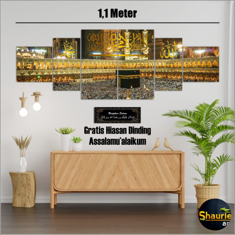 SH15-Hiasan dinding Kaligrafi islami Ka'bah  Ukuran Besar 1 SET isi 5 pcs Panjang 1,2 Meter TERBARU