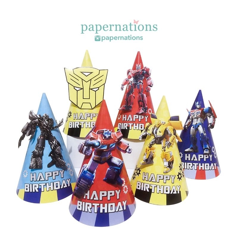 Party Hat Transformers /Topi Ultah Transformers /Topi Kerucut Transformers/Birthday Hat Transformers