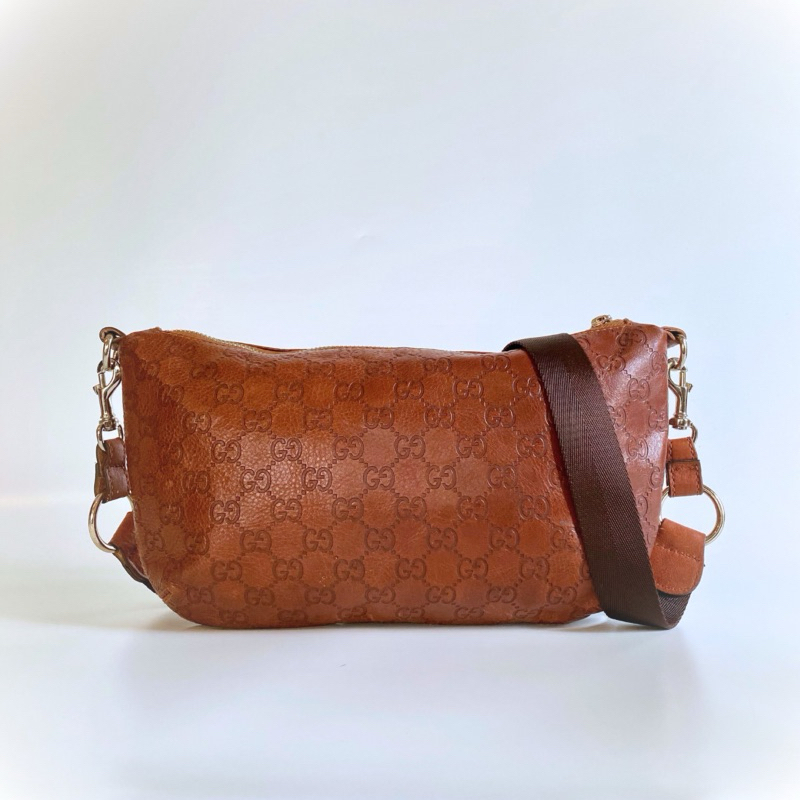 ORI Preloved Tas Gucci Vintage Sling Bag Leather - tas gucci preloved vintage unisex - tas gucci sec