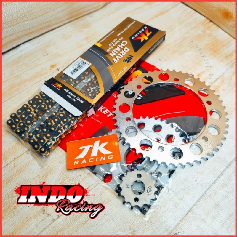 Gear Gir Set TK Racing 428 R15 V3 V4 Vixion R Yamaha XSR 155 MR 15 Rantai Warna Gold Black 428HS Gea