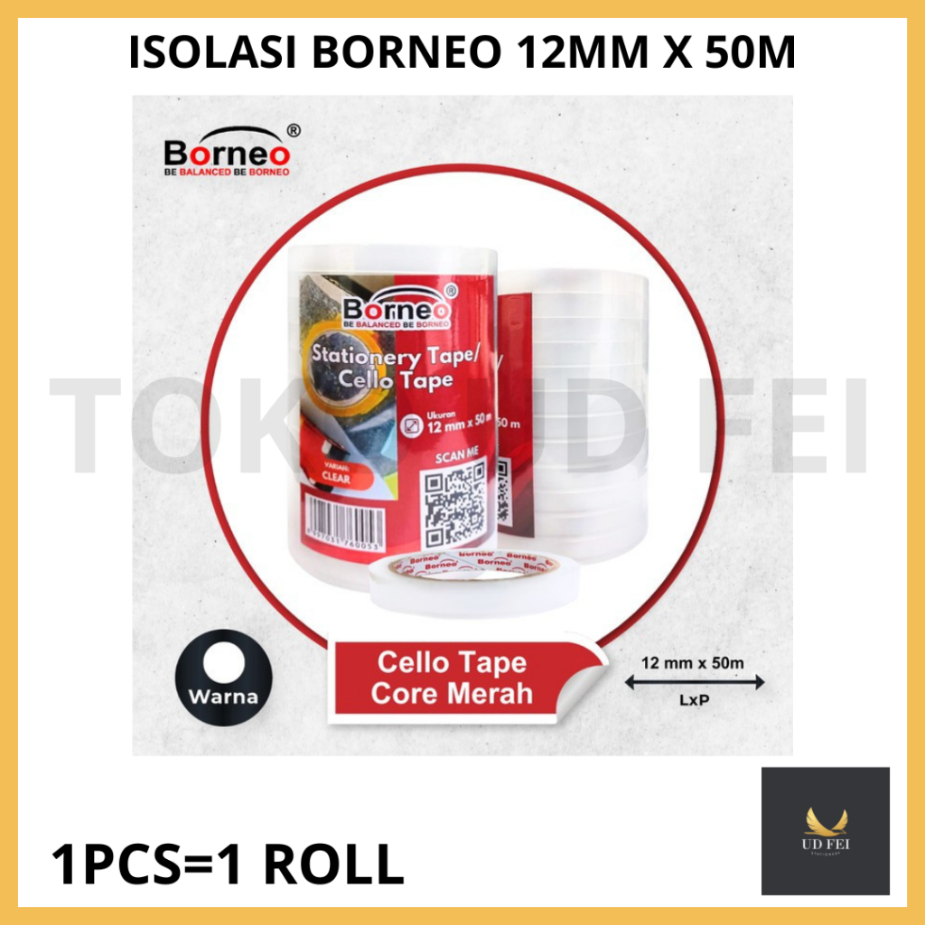 

(1 PCS=1 ROLL) ISOLASI BORNEO/ ISOLASI BORNEO 12MM/ ISOLASI 24MM BORNEO/ ISOLASI 1 INCHI/ ISOLASI 1/2 INCH/ SELOTIP BENING