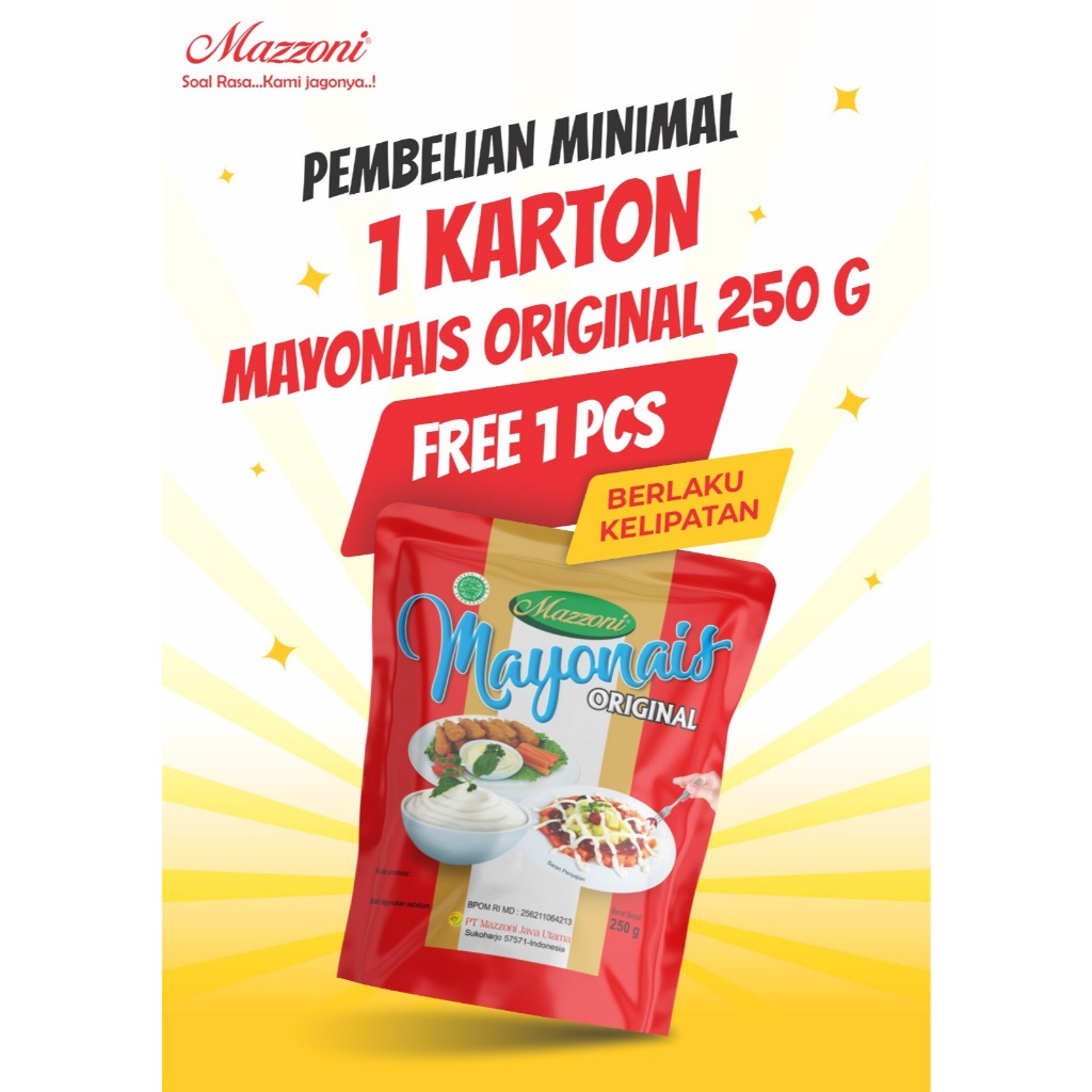 

PROMO SAUS MAYONAISE ORIGINAL 250 1 KARTON(24 PCS)+FREE 1 PCS