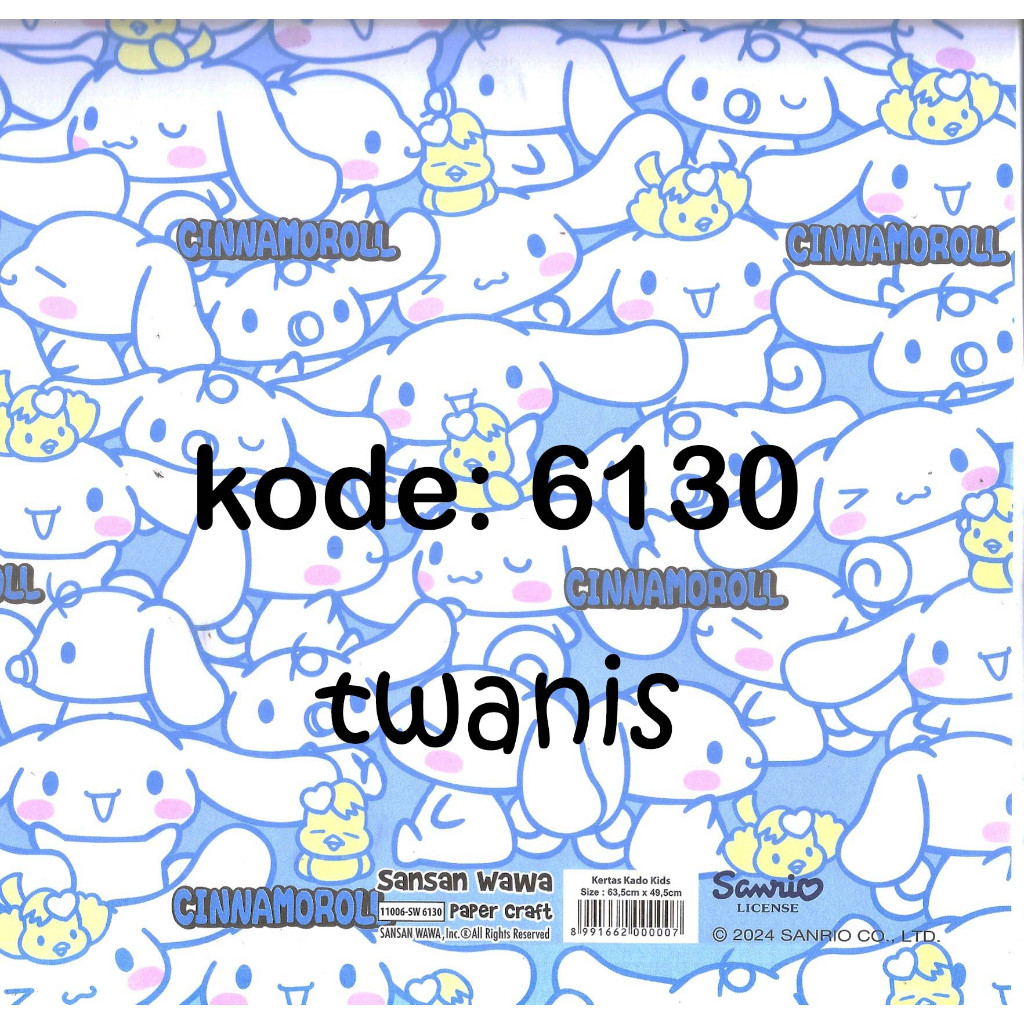 

Kertas Kado SANWA Sanrio Cinnamorol kode 6130 Eceran Khusus Jogja Kirim Kurir Instan