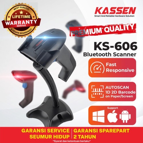 Barcode Scanner KASSEN KS-606 2D Bluetooth Wired Barcode Scanner - KASSEN KS 606