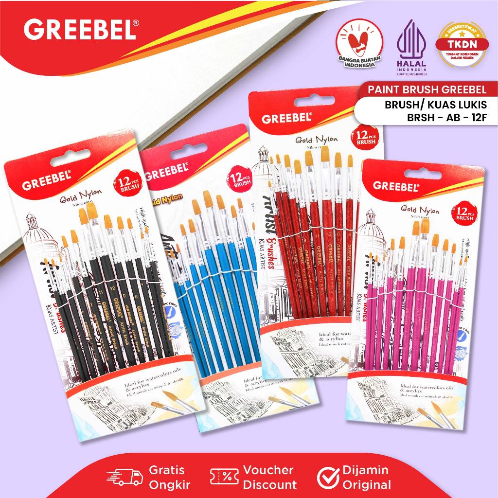 

GREEBEL Kuas Lukis Brush Paint Set / Kuas Melukis (AB-12F)