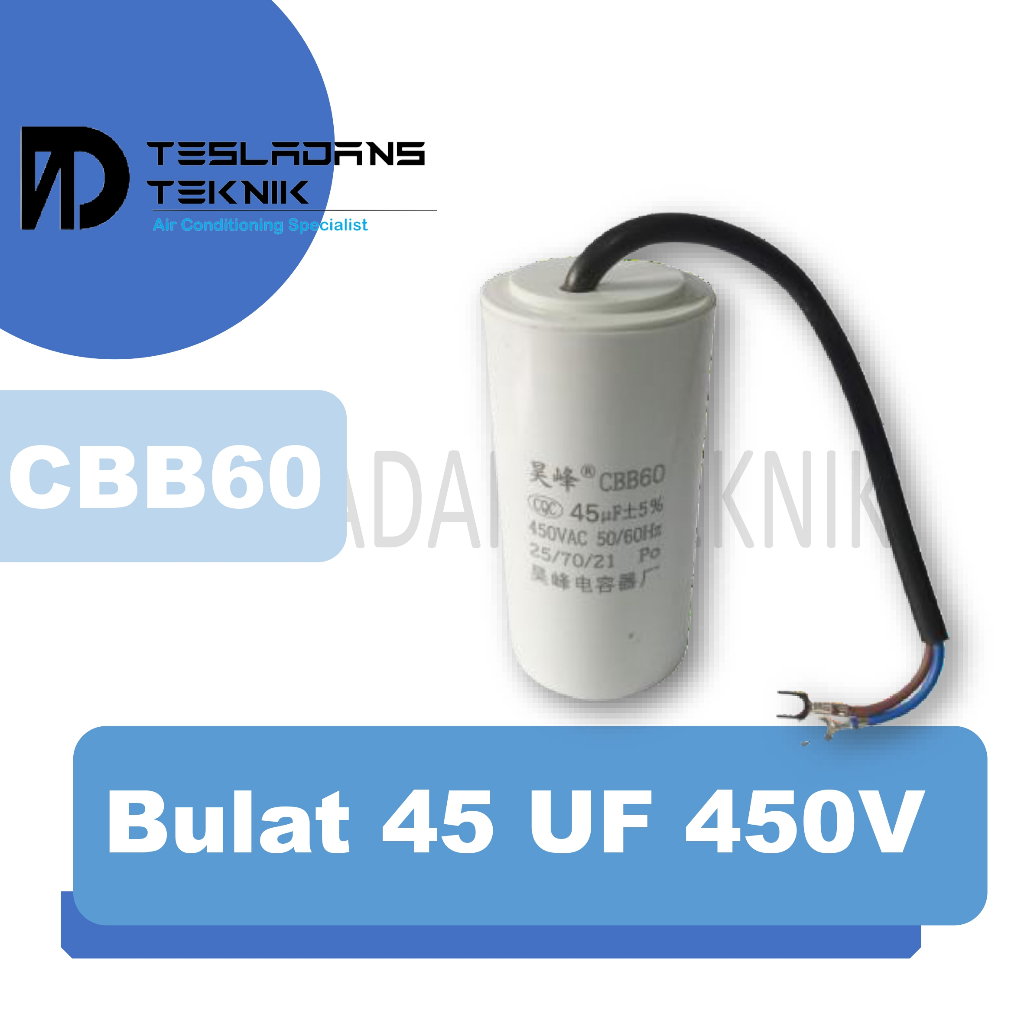KAPASITOR 45 UF 450V CBB60 BULAT CAPACITOR CBB60 45 MIKRO 450 VOLT