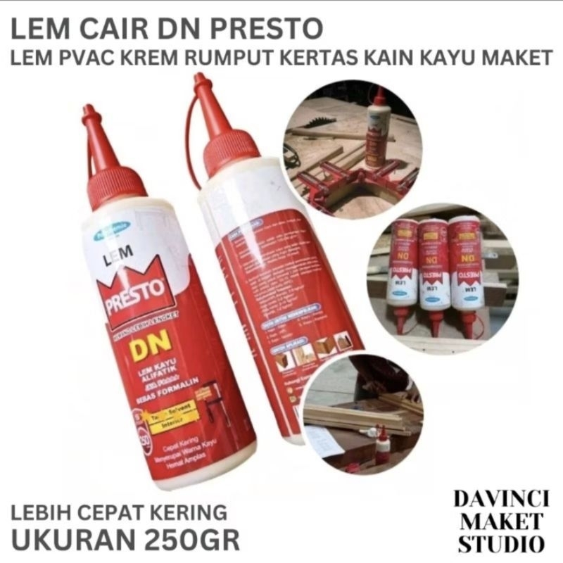 

(250) Lem Cair DN Presto Besar 250gr untuk Rumput Tabur Sintetis Kertas Kain Kayu Balsa Maket Diorama - Alifatik Glue Presto 250ml