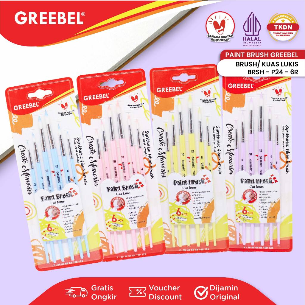 

GREEBEL Kuas Lukis Brush Paint Set / BRSH-P24-6R