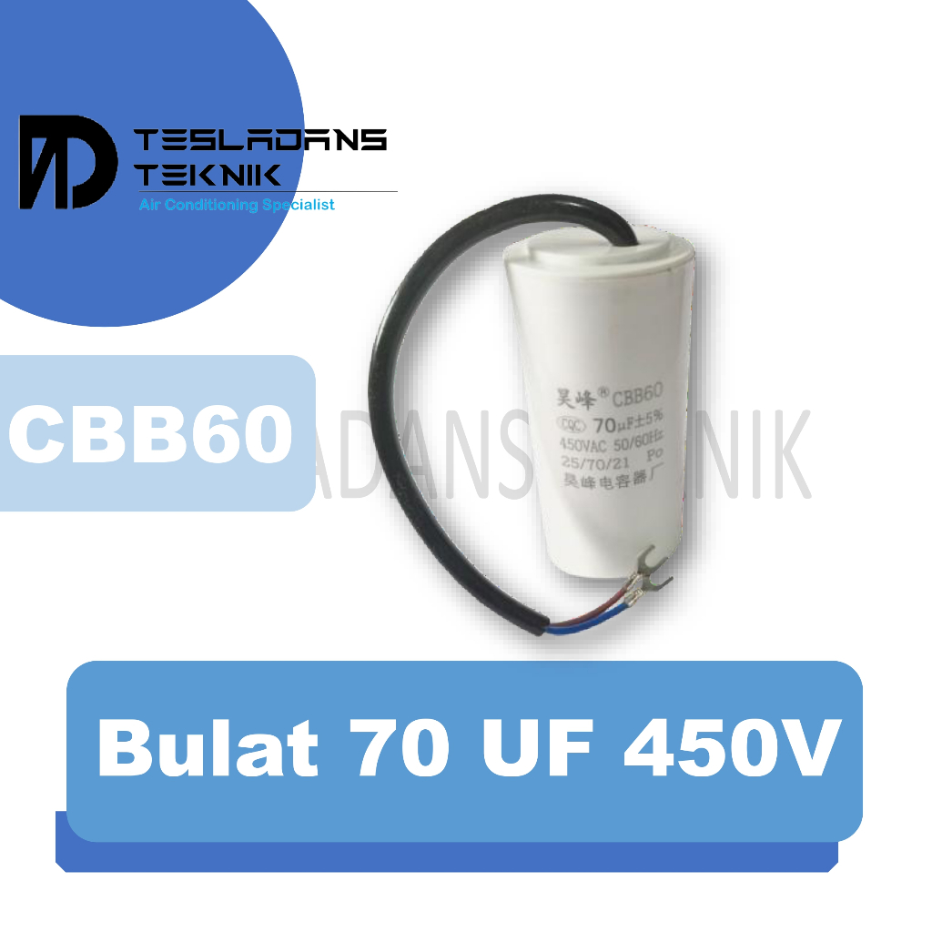 KAPASITOR 70 UF 450V CBB60 BULAT CAPACITOR CBB60 70 MIKRO 450 VOLT